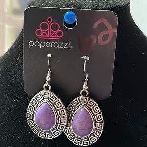 Paparazzi purple and silver earrings